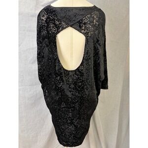 Silence + Noise Black Burnout Velvet Open Back Dress Size M